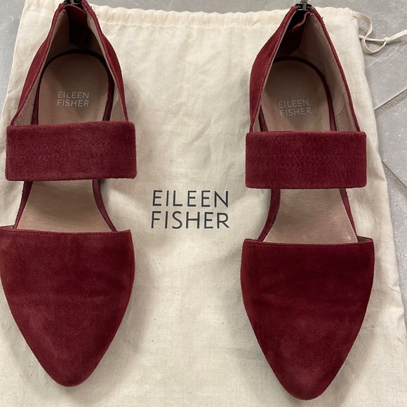 Eileen Fisher Shoes - Eileen Fisher Vero Burgendy suede Cuoio side flats. Size 7